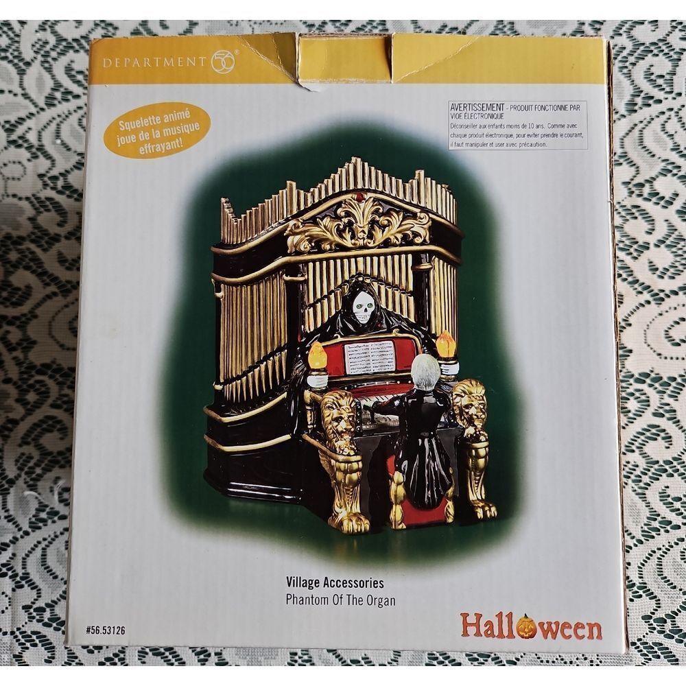 Department 56 Halloween Organ with Phantom in Gold and Black